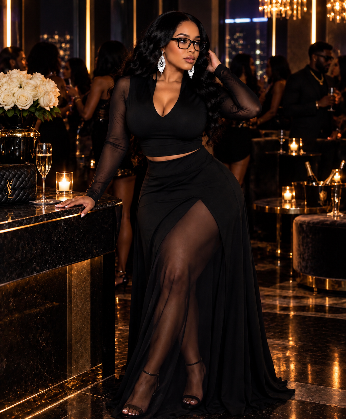 Madam Sole Royale at an evening lounge